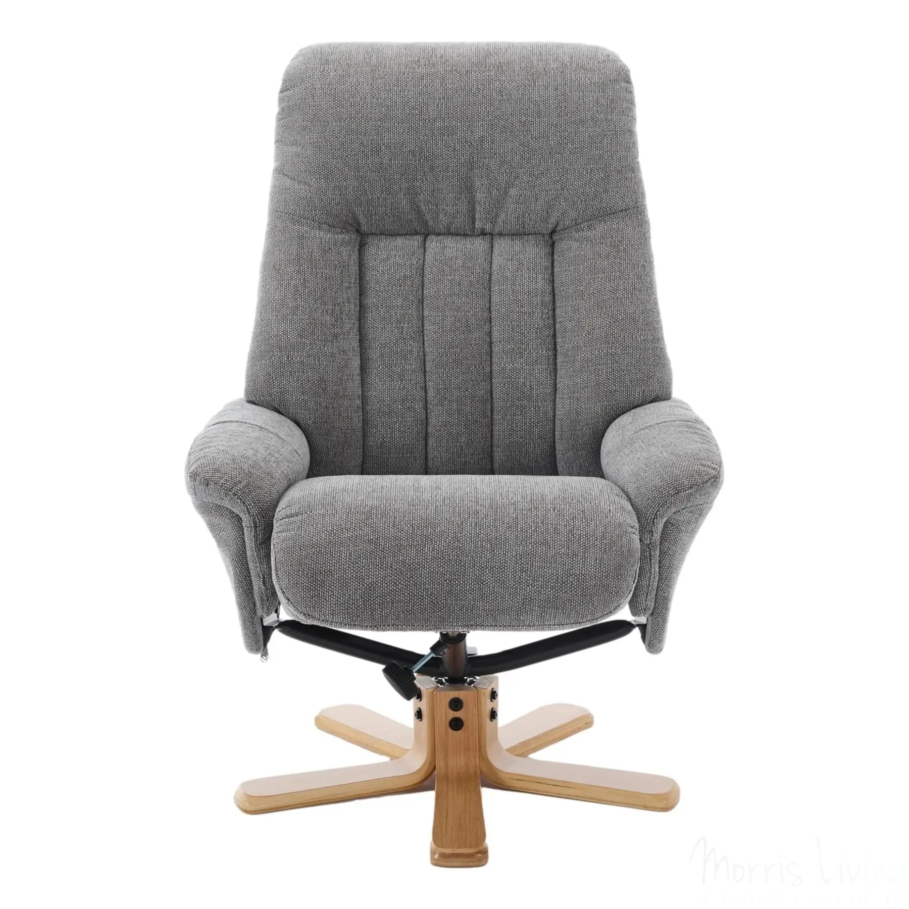 The Paris Swivel Recliner Chair & Footstool in Lille Charcoal Fabric Morris Living