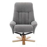 The Paris Swivel Recliner Chair & Footstool in Lille Charcoal Fabric Morris Living