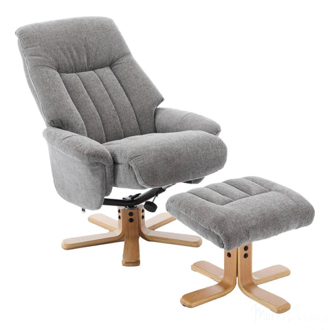 The Paris Swivel Recliner Chair & Footstool in Lille Charcoal Fabric Morris Living - image 4