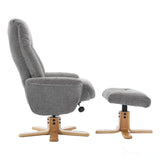 The Paris Swivel Recliner Chair & Footstool in Lille Charcoal Fabric Morris Living
