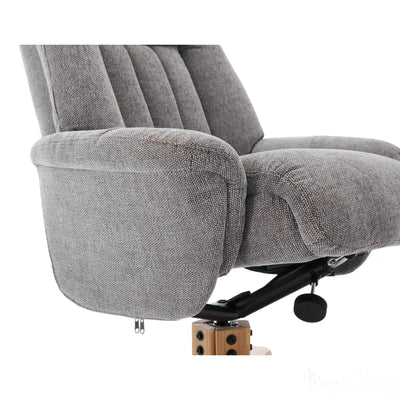 The Paris Swivel Recliner Chair & Footstool in Lille Charcoal Fabric Morris Living