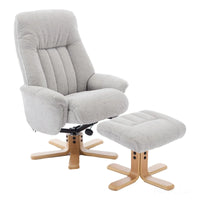 The Paris Swivel Recliner Chair & Footstool in Lille Cloud Fabric Morris Living