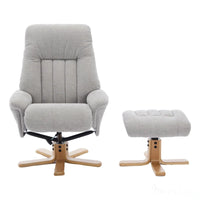 The Paris Swivel Recliner Chair & Footstool in Lille Cloud Fabric Morris Living