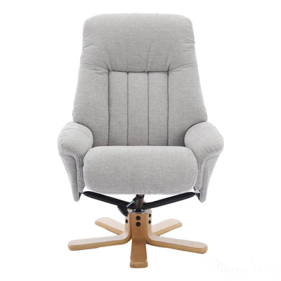 The Paris Swivel Recliner Chair & Footstool in Lille Cloud Fabric Morris Living