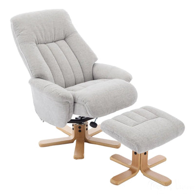 The Paris Swivel Recliner Chair & Footstool in Lille Cloud Fabric Morris Living