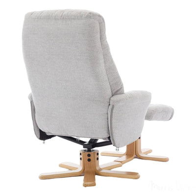 The Paris Swivel Recliner Chair & Footstool in Lille Cloud Fabric Morris Living