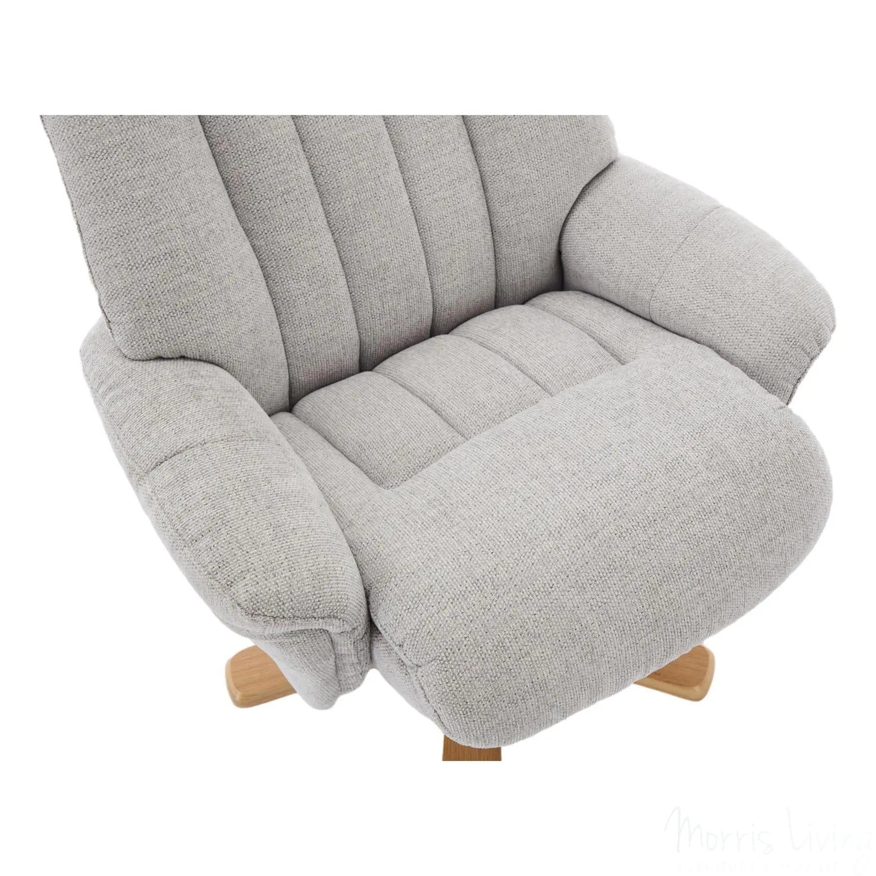 The Paris Swivel Recliner Chair & Footstool in Lille Cloud Fabric Morris Living