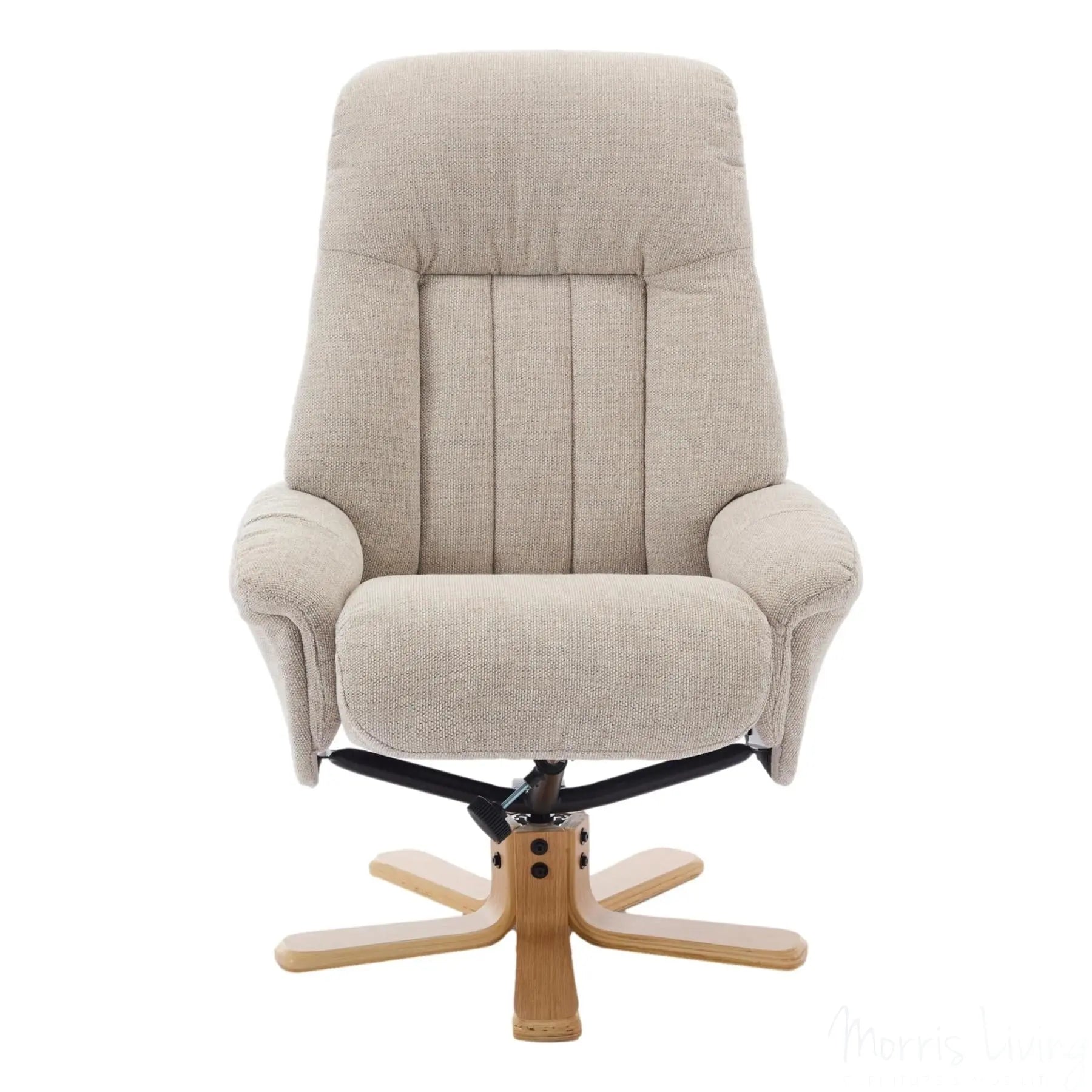 The Paris Swivel Recliner Chair & Footstool in Lille Sand Fabric Morris Living