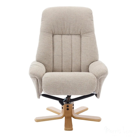 The Paris Swivel Recliner Chair & Footstool in Lille Sand Fabric Morris Living - image 3