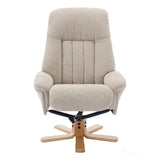 The Paris Swivel Recliner Chair & Footstool in Lille Sand Fabric - Refurbished Morris Living