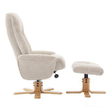 The Paris Swivel Recliner Chair & Footstool in Lille Sand Fabric - Refurbished Morris Living