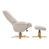 The Paris Swivel Recliner Chair & Footstool in Lille Sand Fabric - Refurbished Morris Living