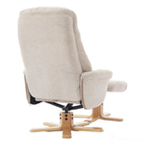 The Paris Swivel Recliner Chair & Footstool in Lille Sand Fabric - Refurbished Morris Living