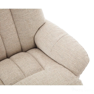 The Paris Swivel Recliner Chair & Footstool in Lille Sand Fabric - Refurbished Morris Living