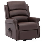 The Perth - Dual Motor Riser Recliner Mobility Chair in Brown Plush Faux Leather Morris Living