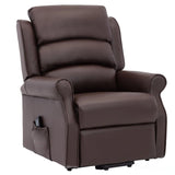 The Perth - Dual Motor Riser Recliner Mobility Chair in Brown Plush Faux Leather Morris Living