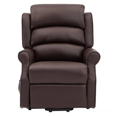 The Perth - Dual Motor Riser Recliner Mobility Chair in Brown Plush Faux Leather Morris Living