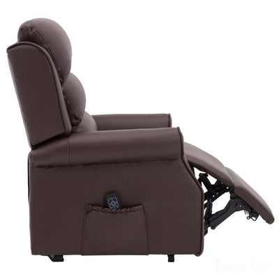 The Perth - Dual Motor Riser Recliner Mobility Chair in Brown Plush Faux Leather Morris Living