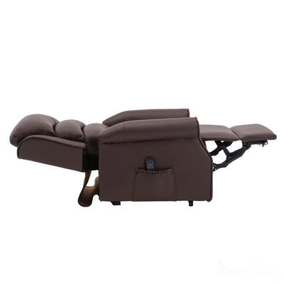 The Perth - Dual Motor Riser Recliner Mobility Chair in Brown Plush Faux Leather Morris Living