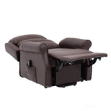 The Perth - Dual Motor Riser Recliner Mobility Chair in Brown Plush Faux Leather Morris Living