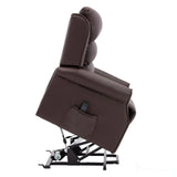 The Perth - Dual Motor Riser Recliner Mobility Chair in Brown Plush Faux Leather Morris Living