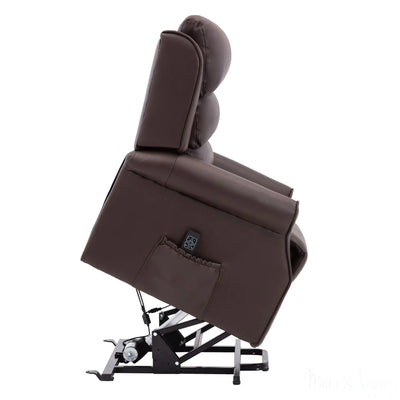 The Perth - Dual Motor Riser Recliner Mobility Chair in Brown Plush Faux Leather Morris Living