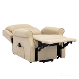 The Perth - Dual Motor Riser Recliner Mobility Chair in Cream Plush Faux Leather Morris Living - thumbnail 6
