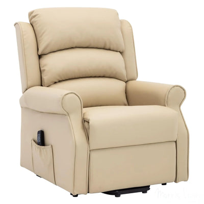 The Perth - Dual Motor Riser Recliner Mobility Chair in Cream Plush Faux Leather - Refurbished Morris Living