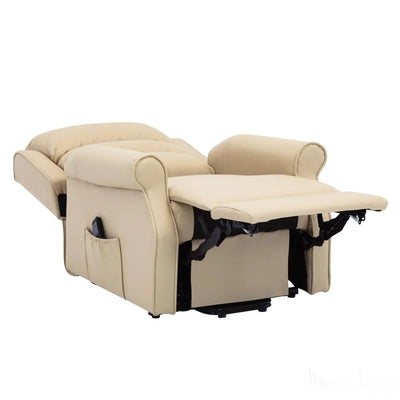 The Perth - Dual Motor Riser Recliner Mobility Chair in Cream Plush Faux Leather - Refurbished Morris Living