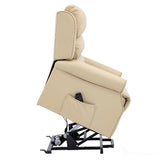 The Perth - Dual Motor Riser Recliner Mobility Chair in Cream Plush Faux Leather - Refurbished Morris Living