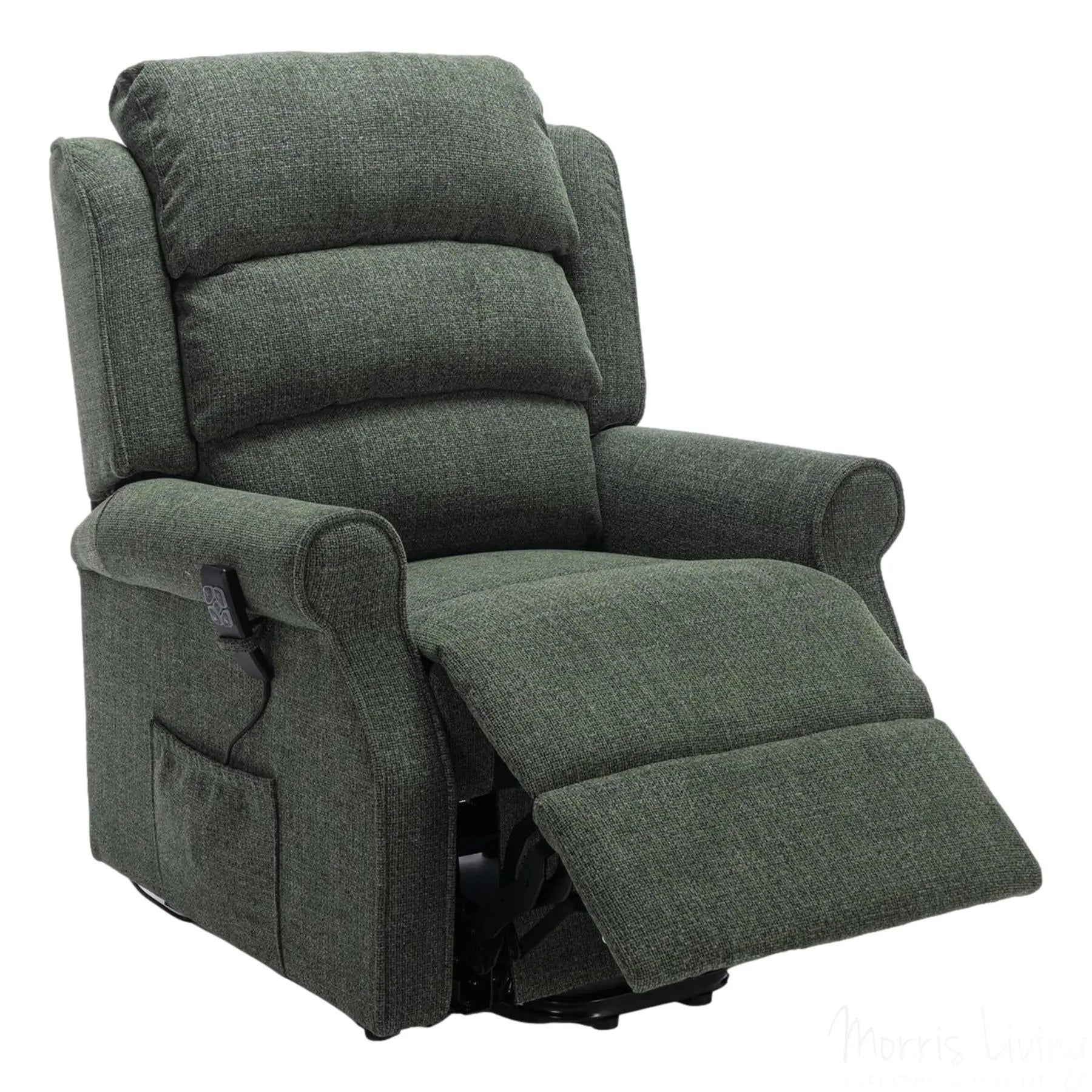 The Perth - Dual Motor Riser Recliner Mobility Chair in Fern Green Fabric Morris Living