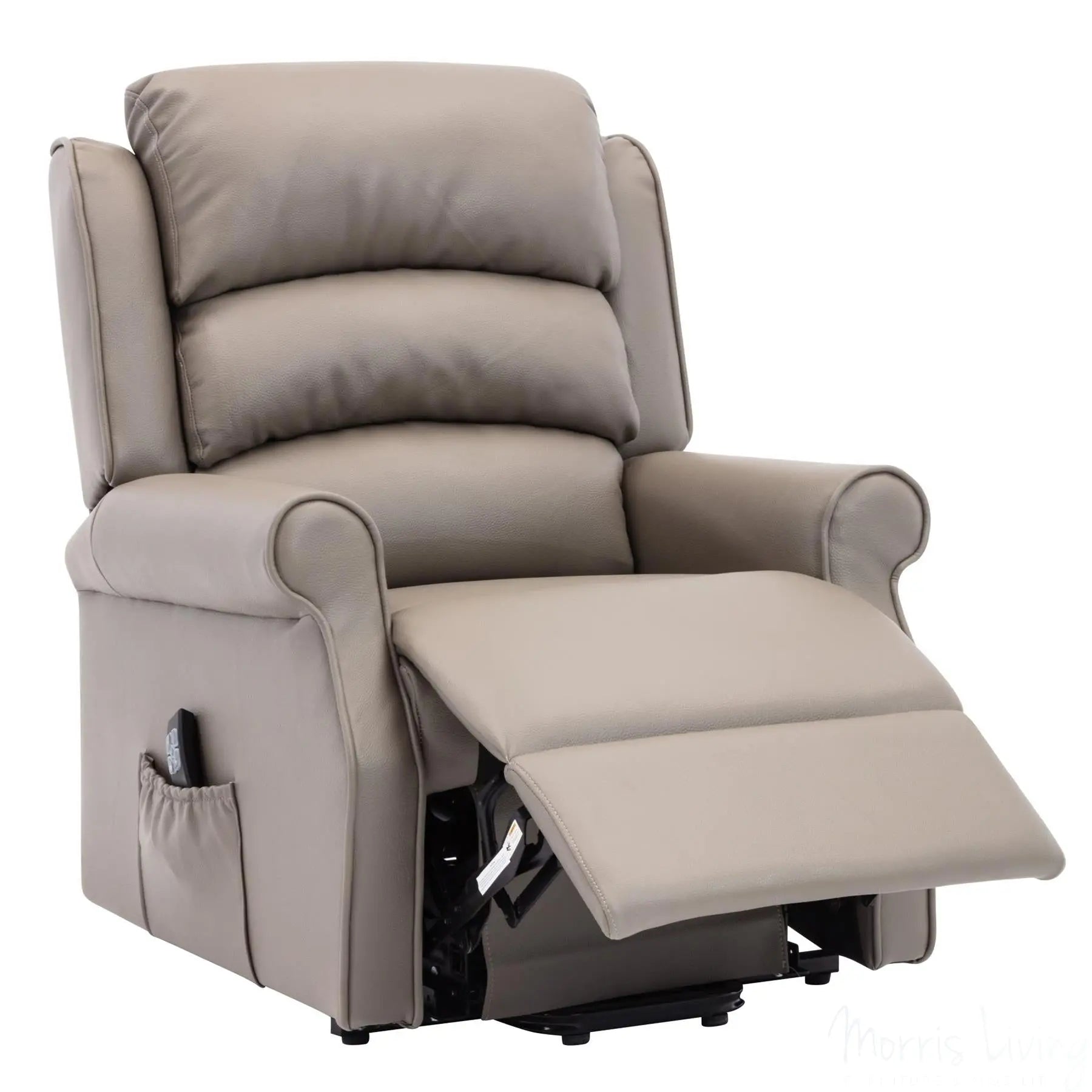The Perth - Dual Motor Riser Recliner Mobility Chair in Grey Plush Faux Leather Morris Living