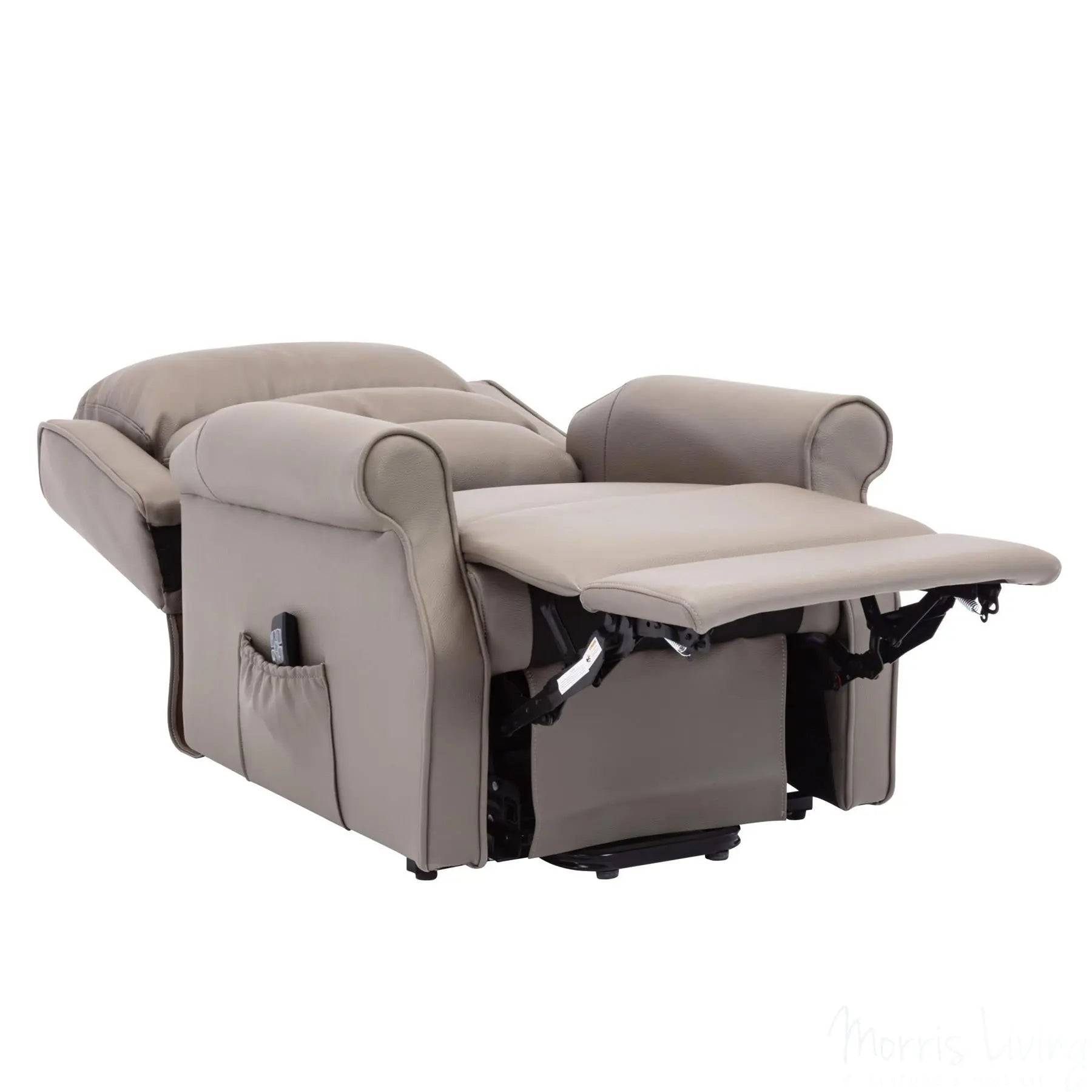 The Perth - Dual Motor Riser Recliner Mobility Chair in Grey Plush Faux Leather Morris Living