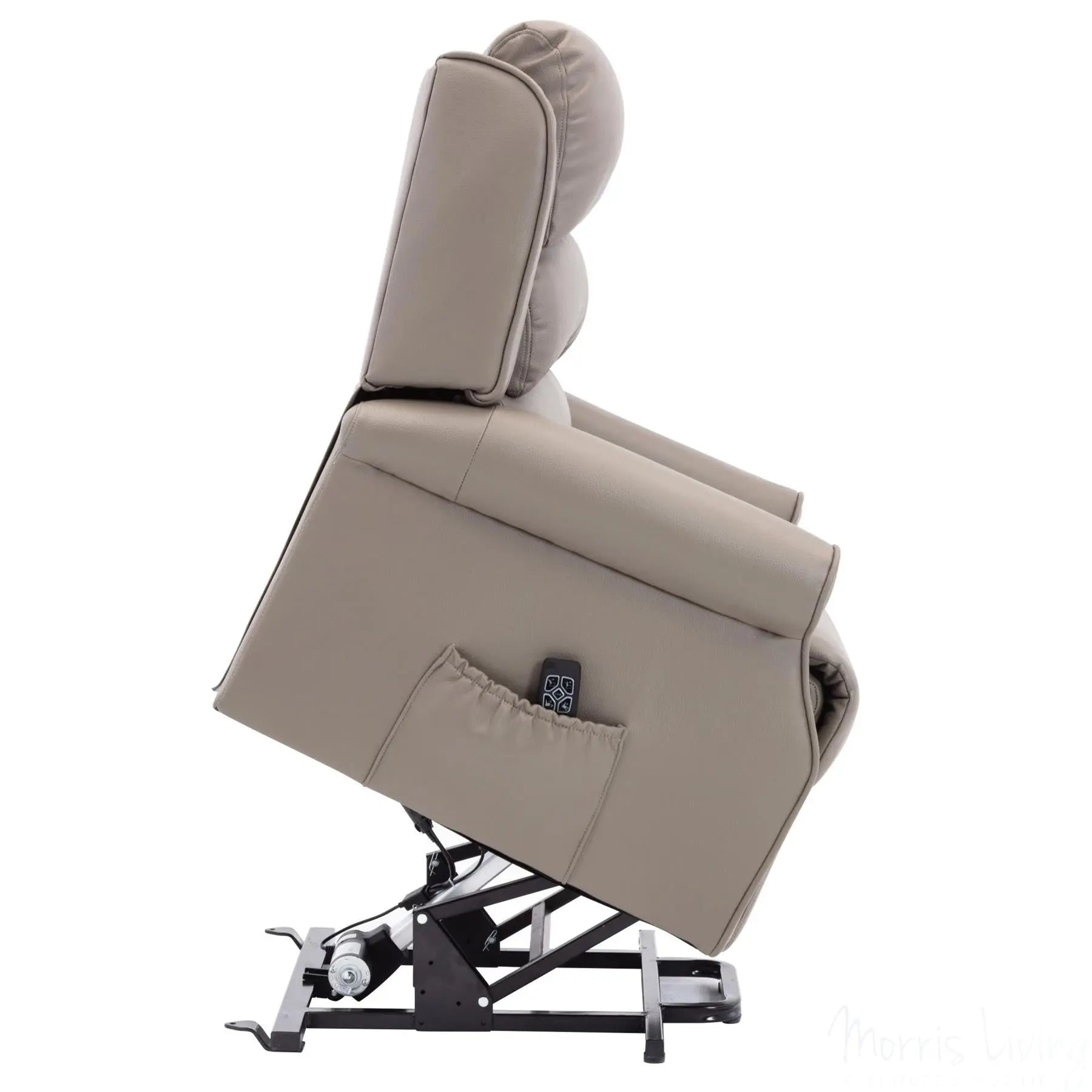 The Perth - Dual Motor Riser Recliner Mobility Chair in Grey Plush Faux Leather Morris Living