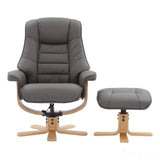 The Sardinia - Swivel Recliner Chair & Footstool in Cinder Genuine Leather Morris Living - thumbnail 2