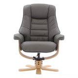 The Sardinia - Swivel Recliner Chair & Footstool in Cinder Genuine Leather Morris Living