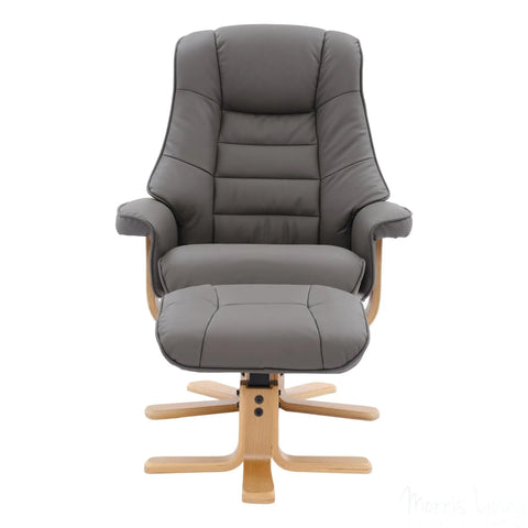 The Sardinia - Swivel Recliner Chair & Footstool in Cinder Genuine Leather Morris Living - image 5