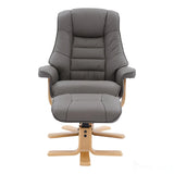 The Sardinia - Swivel Recliner Chair & Footstool in Cinder Genuine Leather Morris Living