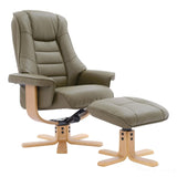 The Sardinia - Swivel Recliner Chair & Footstool in Olive Green Genuine Leather Morris Living - thumbnail 1