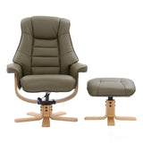 The Sardinia - Swivel Recliner Chair & Footstool in Olive Green Genuine Leather Morris Living