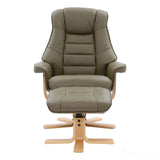 The Sardinia - Swivel Recliner Chair & Footstool in Olive Green Genuine Leather Morris Living - thumbnail 4