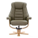 The Sardinia - Swivel Recliner Chair & Footstool in Olive Green Genuine Leather Morris Living - thumbnail 5