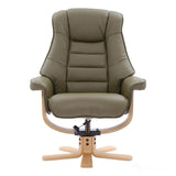 The Sardinia - Swivel Recliner Chair & Footstool in Olive Green Genuine Leather Morris Living