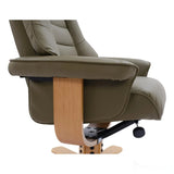 The Sardinia - Swivel Recliner Chair & Footstool in Olive Green Genuine Leather Morris Living
