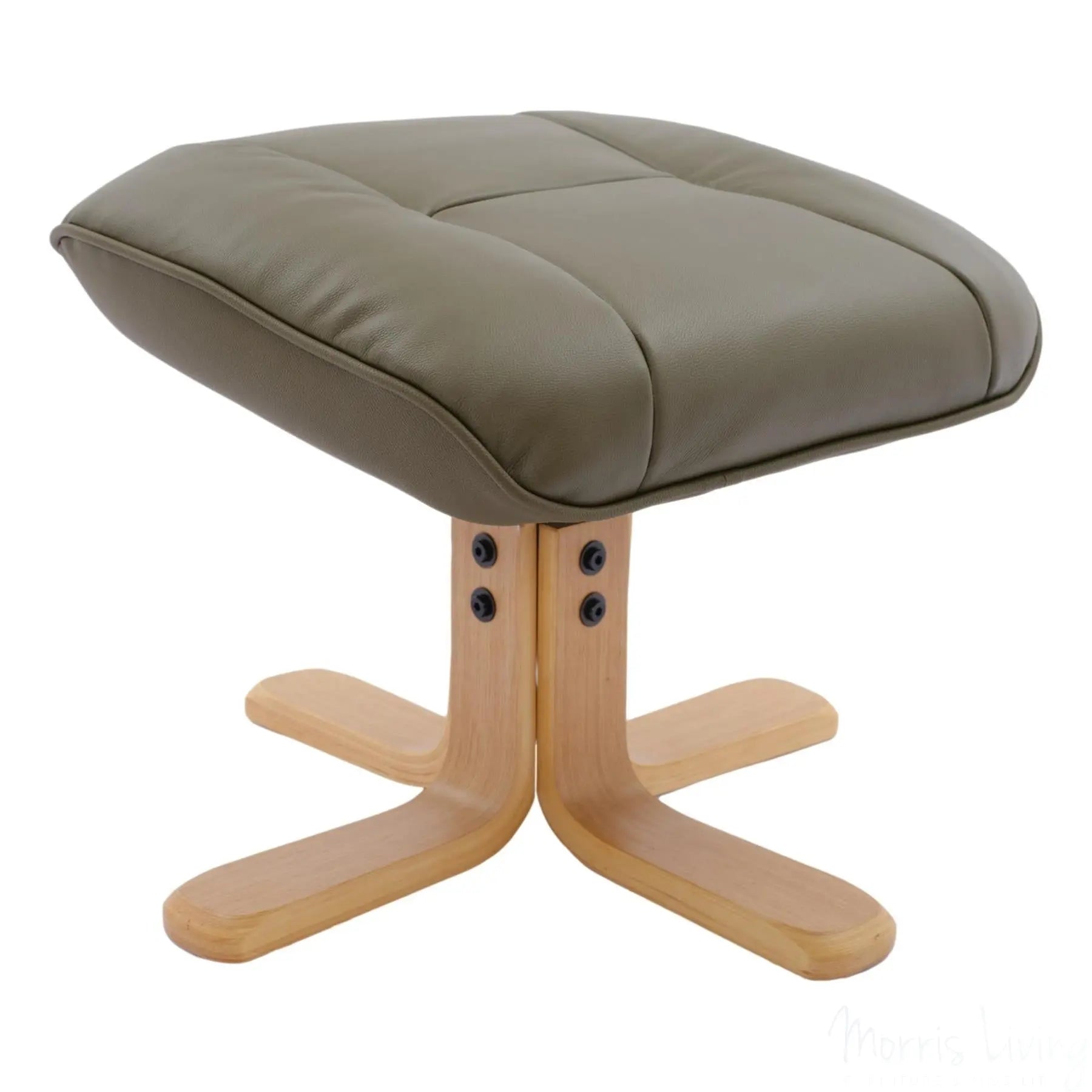 The Sardinia - Swivel Recliner Chair & Footstool in Olive Green Genuine Leather Morris Living