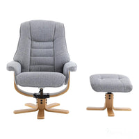 The Sardinia - Swivel Recliner Chair & Matching Footstool in Dove Fabric Morris Living