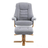 The Sardinia - Swivel Recliner Chair & Matching Footstool in Dove Fabric Morris Living