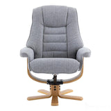The Sardinia - Swivel Recliner Chair & Matching Footstool in Dove Fabric Morris Living