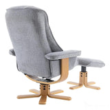 The Sardinia - Swivel Recliner Chair & Matching Footstool in Dove Fabric Morris Living