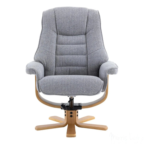 The Sardinia - Swivel Recliner Chair & Matching Footstool in Dove Fabric Morris Living - image 5